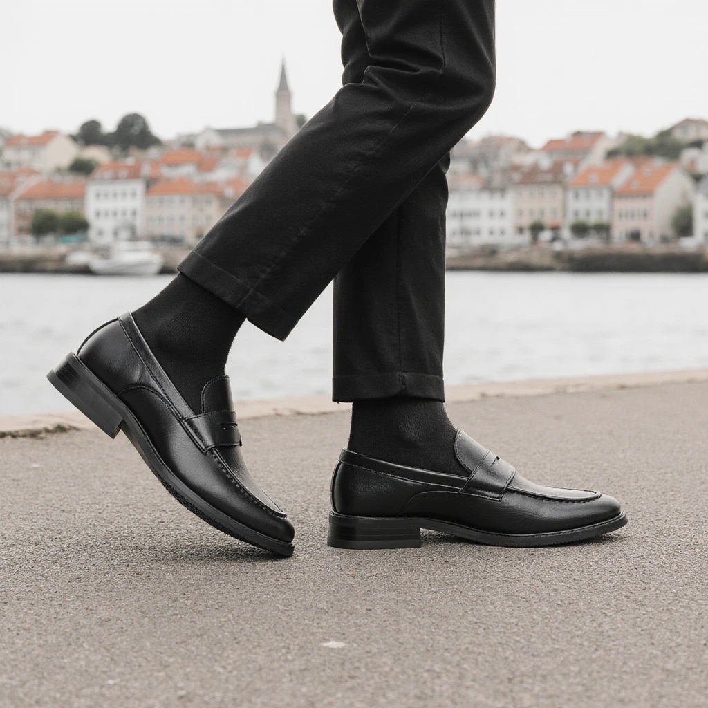 Men Shoes Boss - Men's Black Penny Loafers Classic Business