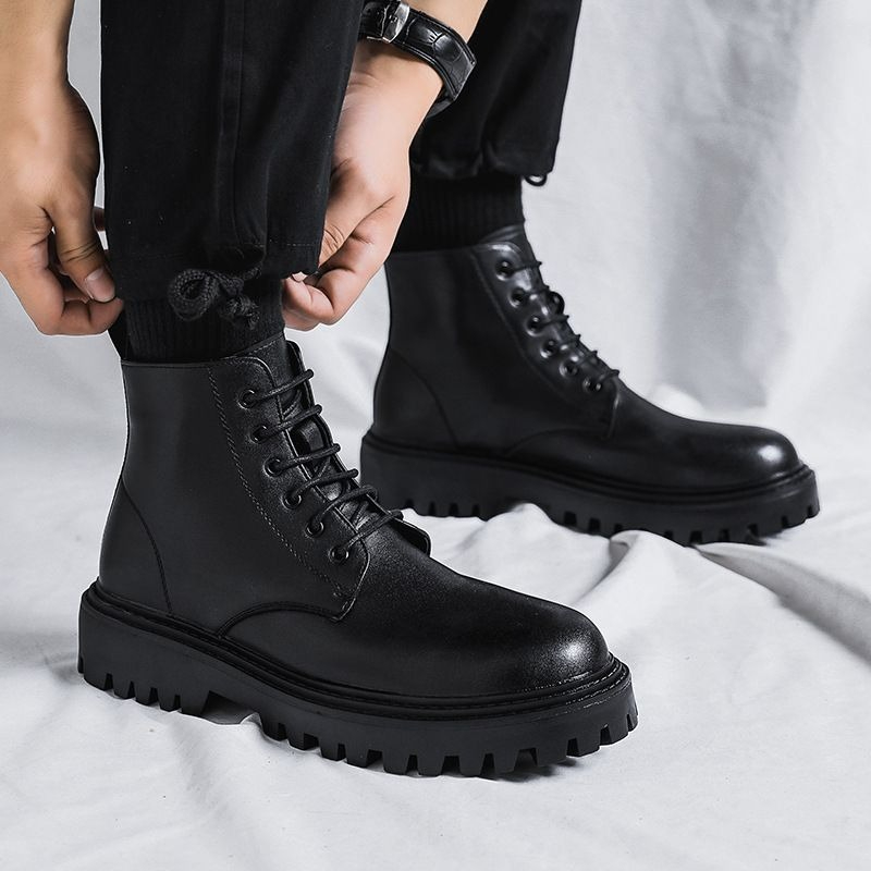 Men High Top Leather Boots Fas - Men'S Shoes With Height Increase recension och pris