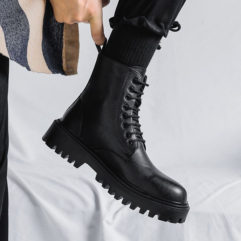Men High Top Leather Boots Fas - Men'S Shoes With Height Increase recension och pris