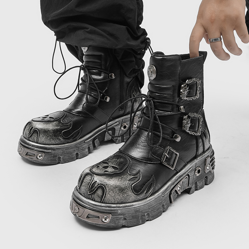 Punk Style Retro Cool Skull Fl - Men'S Shoes With Height Increase recension och pris
