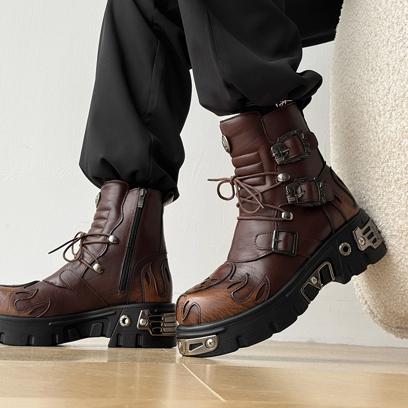 Punk Style Retro Cool Skull Fl - Men'S Shoes With Height Increase recension och pris