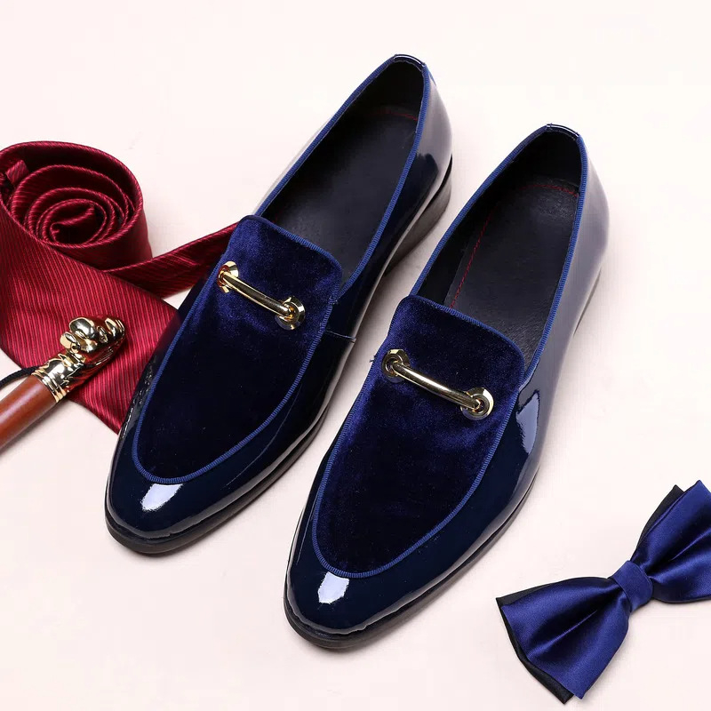 Mens Formal Navy Blue Velvet P - Monk Strap Shoe recension och pris